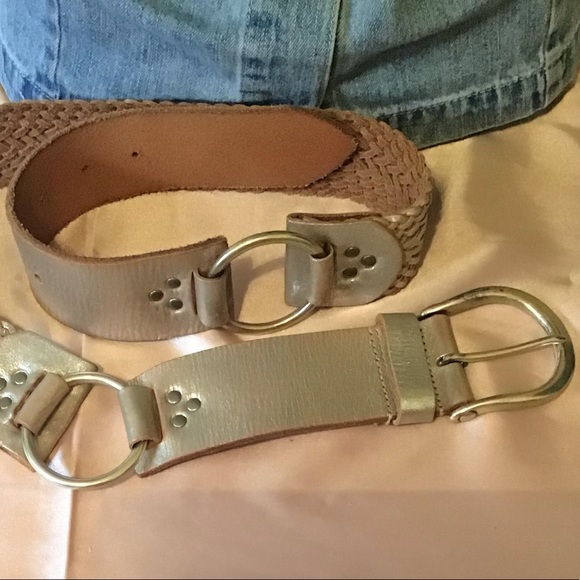 Cache’ Brushed Gold Leather Braided Belt NWOT - Picture 5 of 9